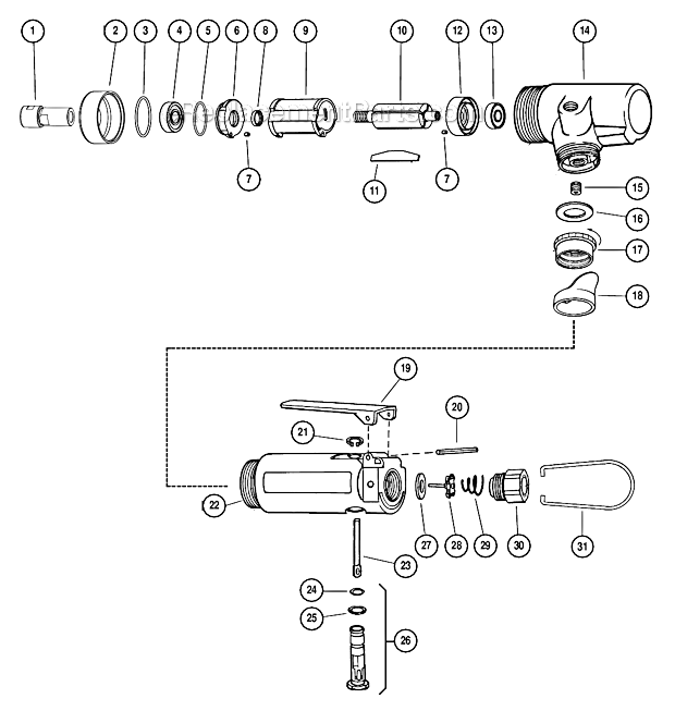 Dynabrade 52225 .7 HP Offset Die Grinder Page A Diagram
