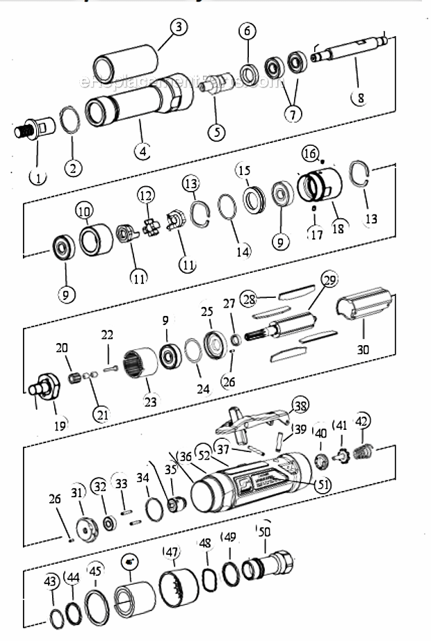 Dynabrade 52725 1 HP Extension Polisher Page A Diagram