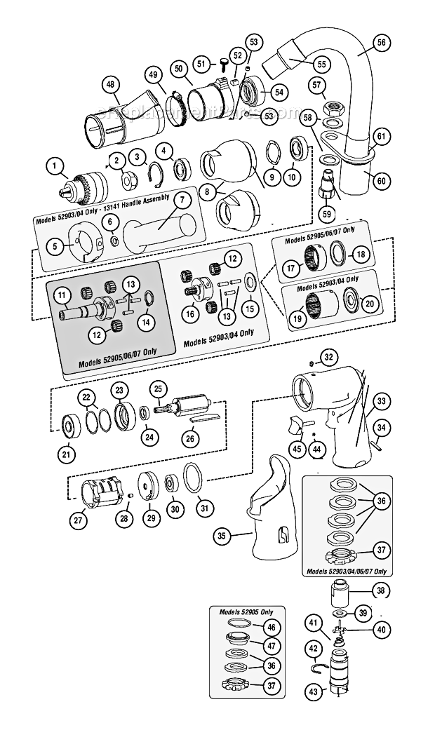 Dynabrade 52903 .4HP Vacuum Dril Page A Diagram