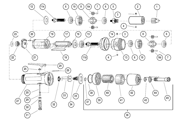 Dynabrade 53076 650 RPM Lightweight Drill Page A Diagram