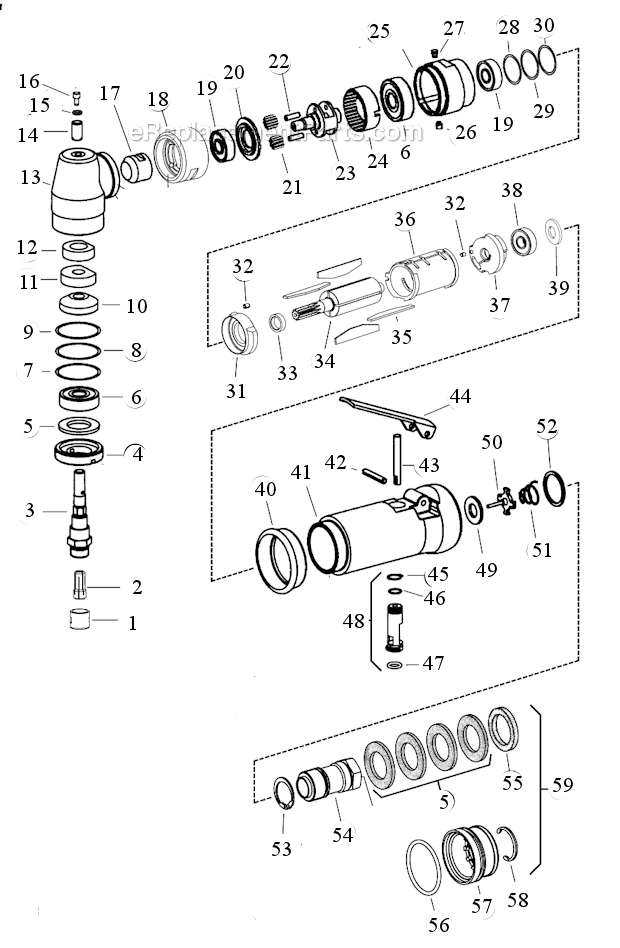 Dynabrade 53425 .4 HP Right Angle Die Grinder Page A Diagram