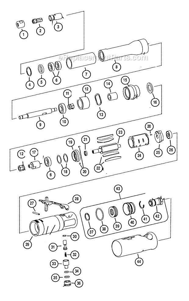 Dynabrade 53781 .7 HP Straight Line Extension Die Grinder Page A Diagram