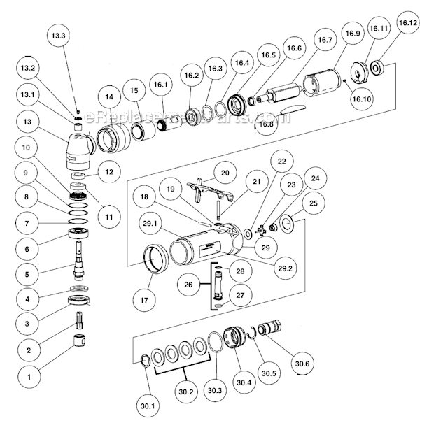 Dynabrade 54343 .7 HP Right Angle Die Grinder Page A Diagram