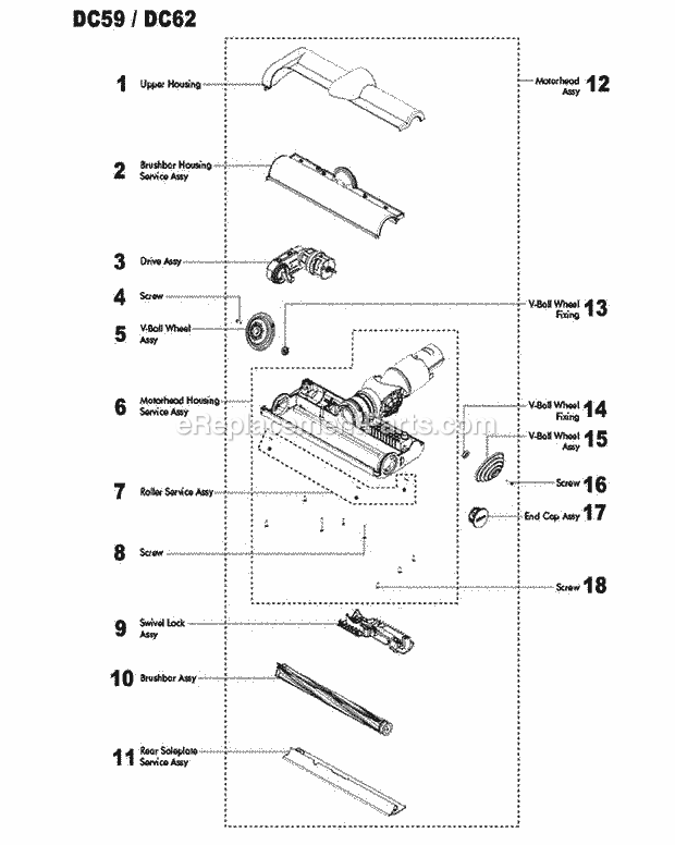 Dyson DC59 Parts List and Diagram : eReplacementParts.com