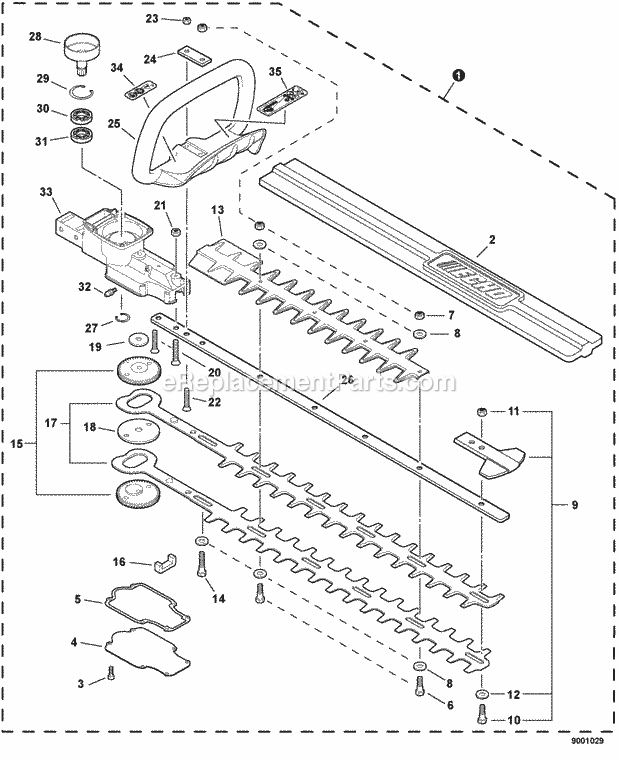 Echo 9001029 Gear Case/Blades Assembly B 9001029_Gear_Case_Blades_Assembly Diagram