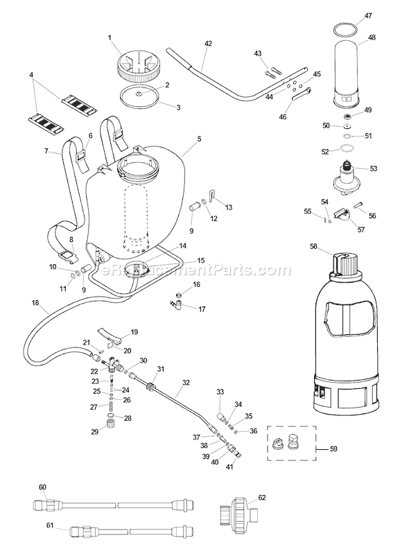 Echo MS-4 4 Gallon Capacity, Backpack Sprayer With Diaphragm-Style Pump Page A Diagram