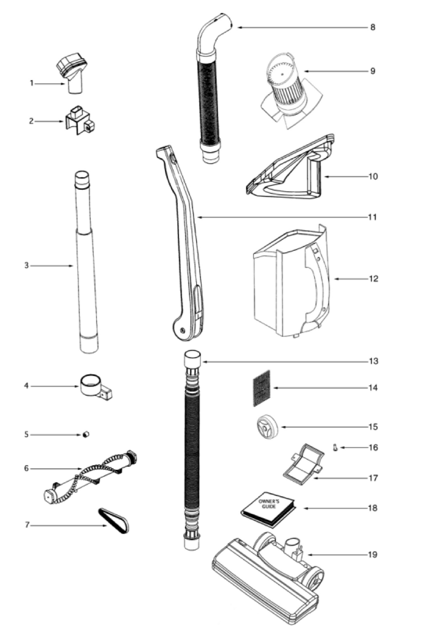 Eureka 411B-1 Lightweight Vacuum Page A Diagram