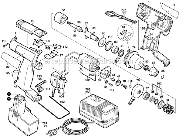 Bosch B2220 (0603939835) 9.6V Impact Wrench Page A Diagram