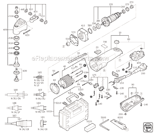 Fein FSC1.6X (72363709360) Automotive SuperCut Oscillating Tool Page A Diagram