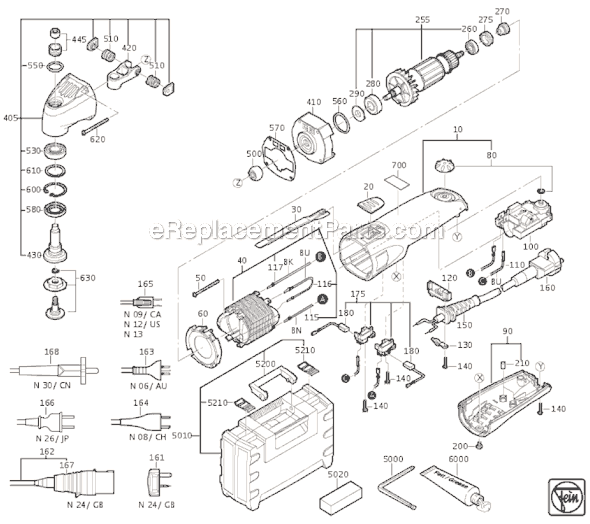 Fein FSC1.6X (72363712360) Automotive SuperCut Oscillating Tool Page A Diagram