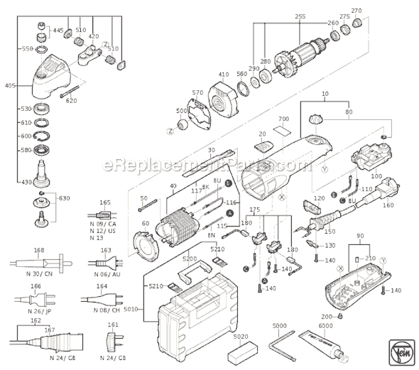 Fein FSC1.6X (72363726100) Automotive SuperCut Oscillating Tool Page A Diagram