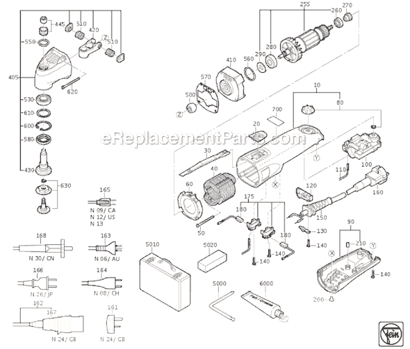 Fein FSC1.6 (72363109361) Automotive SuperCut Oscillating Tool Page A Diagram