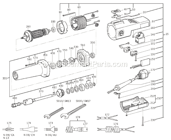 Fein MSH636-1 (72230309113) Straight Grinder Page A Diagram