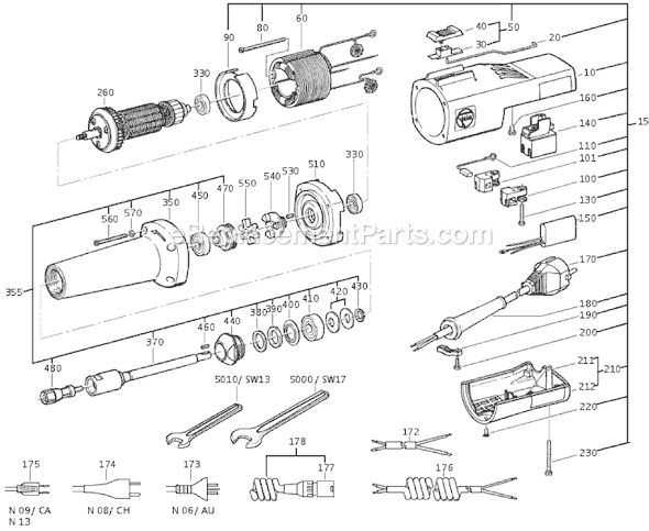 Fein MSH636-1 (72230313111) Straight Grinder Page A Diagram
