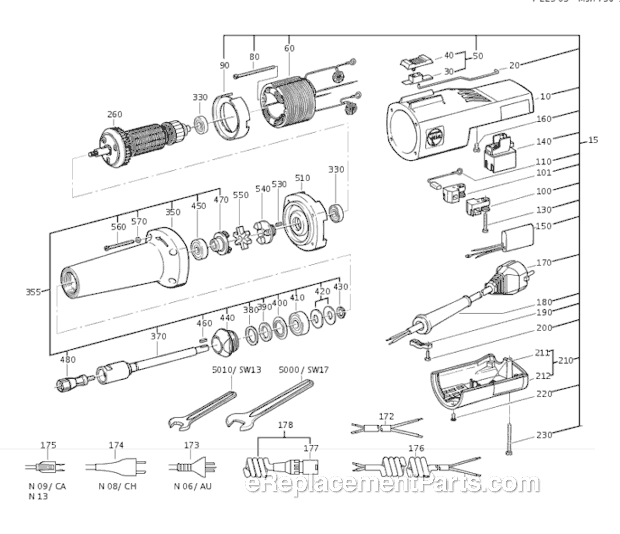 Fein MSH 736-1 (72230397041) Straight Grinder Page A Diagram