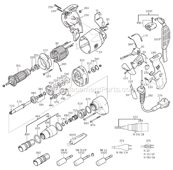 Fein SCS6.3-19X (72130909369) Self-Drilling Screw Gun Page A Diagram