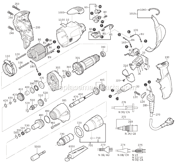 Fein SCT6-25X (72131509360) Drywall Screw Gun Page A Diagram