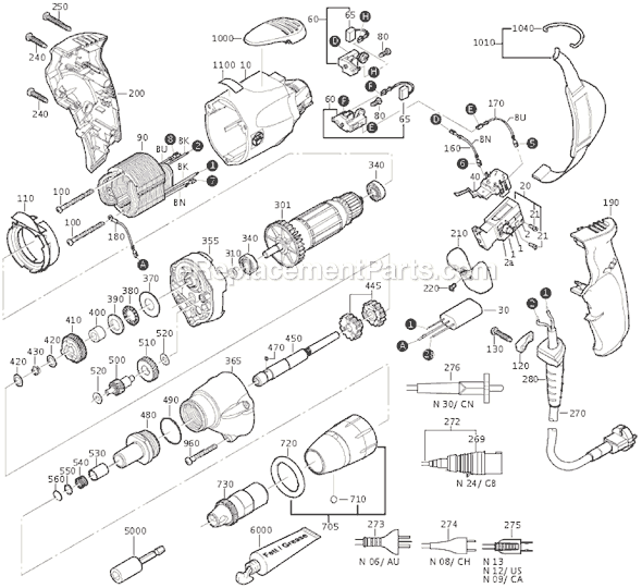 Fein SCT6-25X (72131512360) Drywall Screw Gun Page A Diagram
