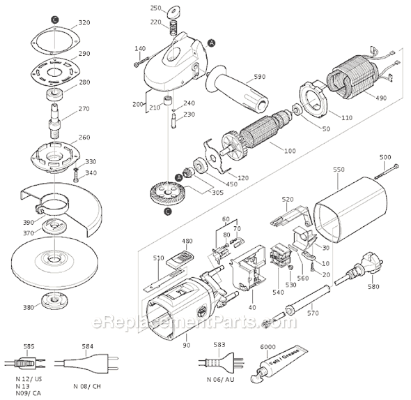 Fein WSG12-150 (72209309633) Compact Angle Grinder Page A Diagram