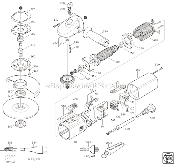 Fein WSG12-150 (72209312637) Compact Angle Grinder Page A Diagram