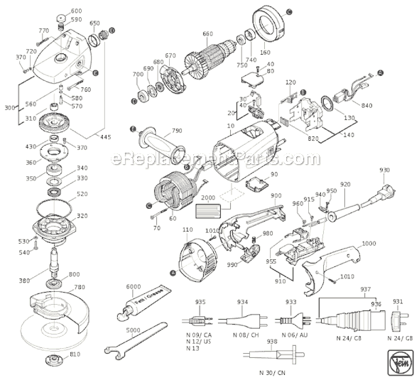Fein WSG20-180 (72210713613) Angle Grinder Page A Diagram