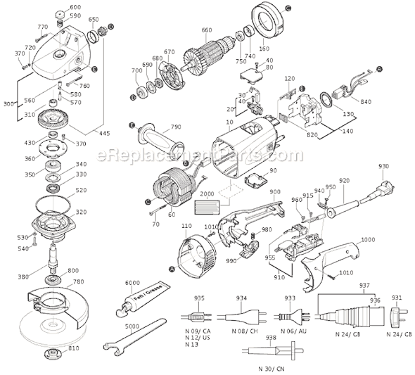 Fein WSG20-230 (72210809633) Angle Grinder Page A Diagram