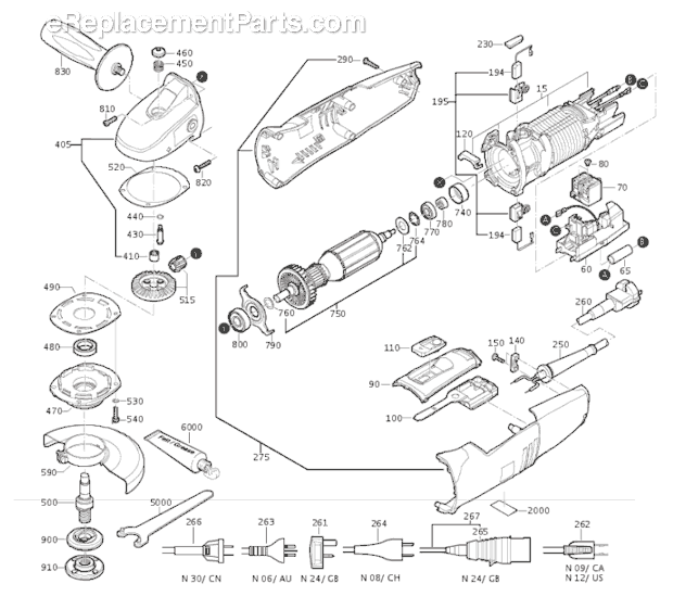 Fein WSG 10-125S (72216212360) Compact Angle Grinder Page A Diagram