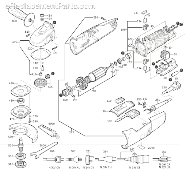Fein WSG 14-125S (72214412360) Compact Angle Grinder Page A Diagram