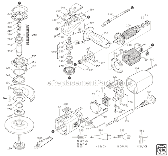 Fein WSS6.5-115 (72208913113) Compact Angle Grinder Page A Diagram