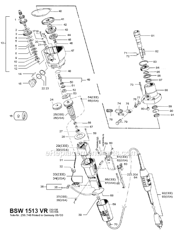 Flex BSW1513VR Core Drill Motor Page A Diagram