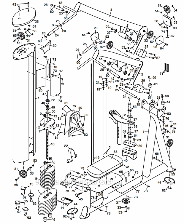 Freemotion GZFI80236 Home Gym- Lat/High Row Strength Machine Page A Diagram