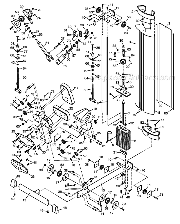 Freemotion VMSY807070 Home Gym-Arm Press System Page A Diagram