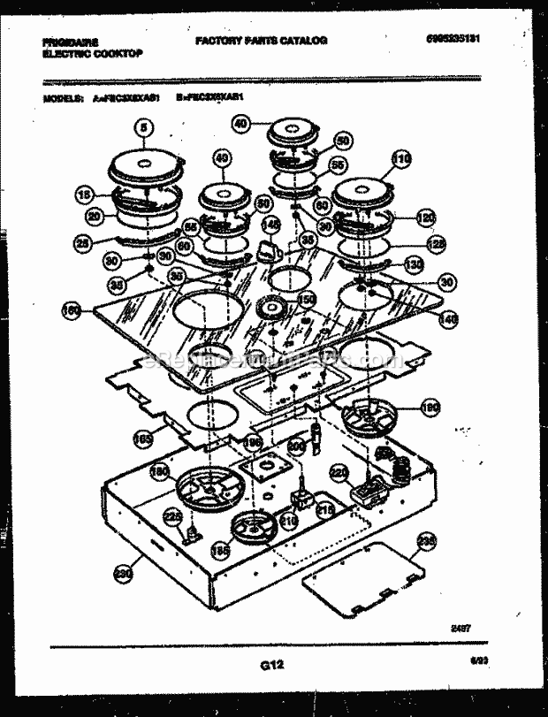 Frigidaire FEC3X6XAB1 Electric Electric Cooktop Cooktop Parts Diagram