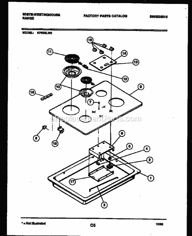 Frigidaire KP532LD2 Wwh(V3) / Electric Range Cooktop Parts Diagram