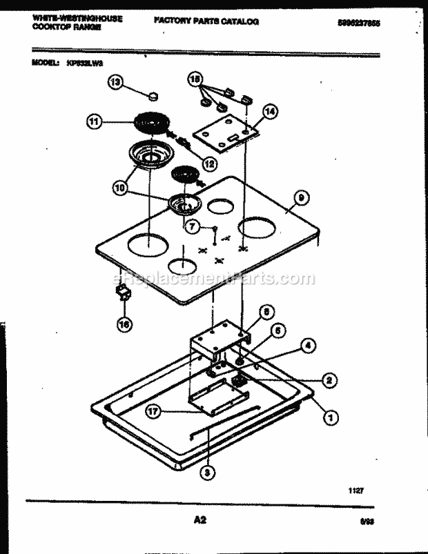 Frigidaire KP532LD3 Wwh(V3) / Electric Cooktop Range Cooktop Parts Diagram