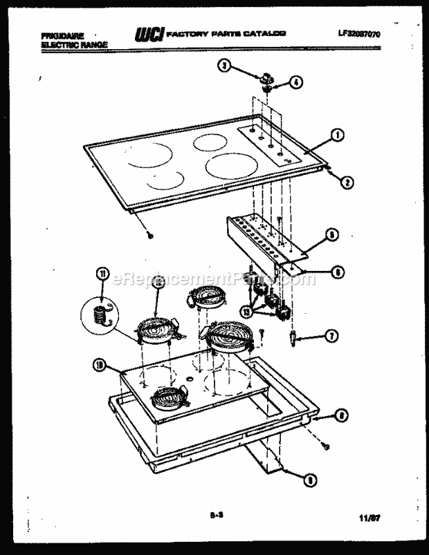 Frigidaire RB136CDB0 Electric Range Electric Cooktop Parts Diagram
