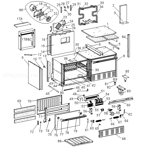 Garland SS684RC2 Range Electric Restaurant Range Convection Oven Section Diagram