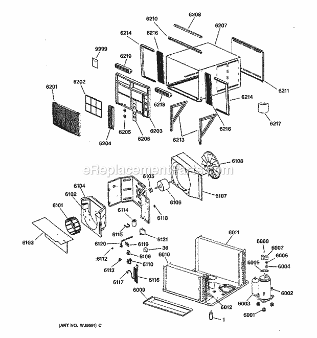 GE ABM14AAF1 Room Air Conditioner Section Diagram