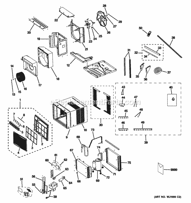 GE AEH18DPH1 Room Air Conditioner Diagram