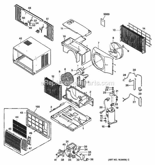 GE AGV08AAG1 Room Air Conditioner Section Diagram