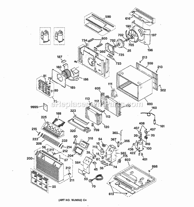 GE AJJ11DFV3 Room Air Conditioner Body Parts Diagram