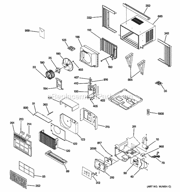 GE ASH18DDS1 Room Air Conditioner Room Air Conditioner Diagram