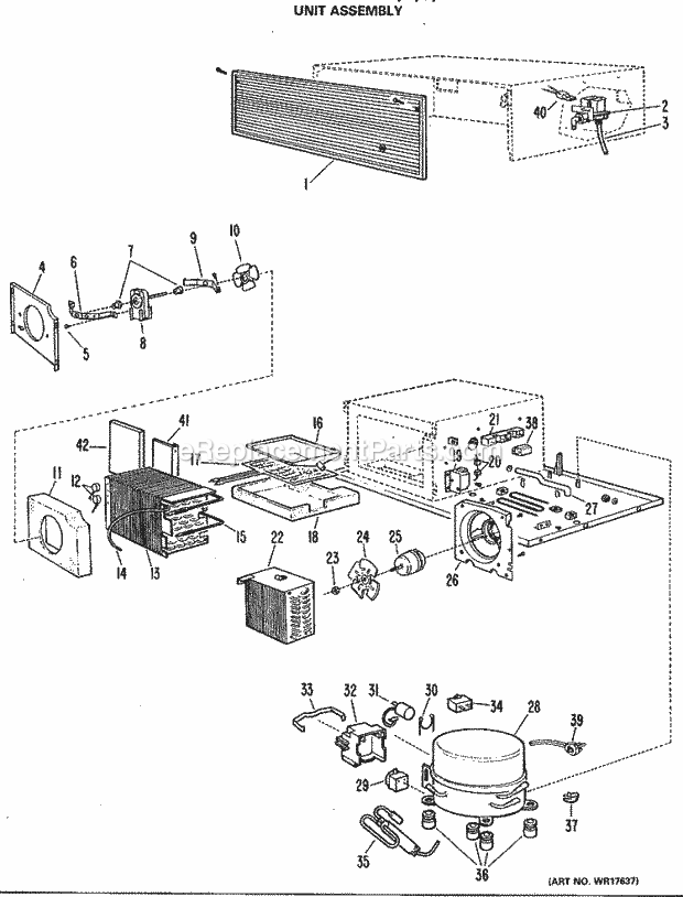 GE BCS42ELB Refrigerator Unit Assembly Diagram