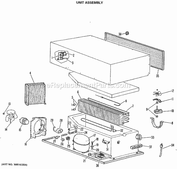 GE BCS42UJB Refrigerator Unit Assembly Diagram