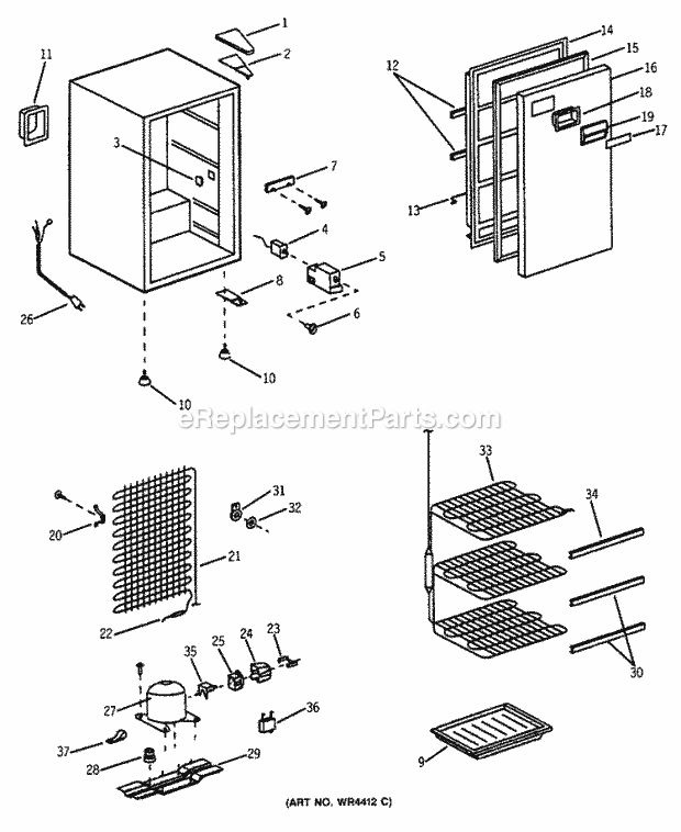 GE FP5DSAWH Refrigerator Section Diagram