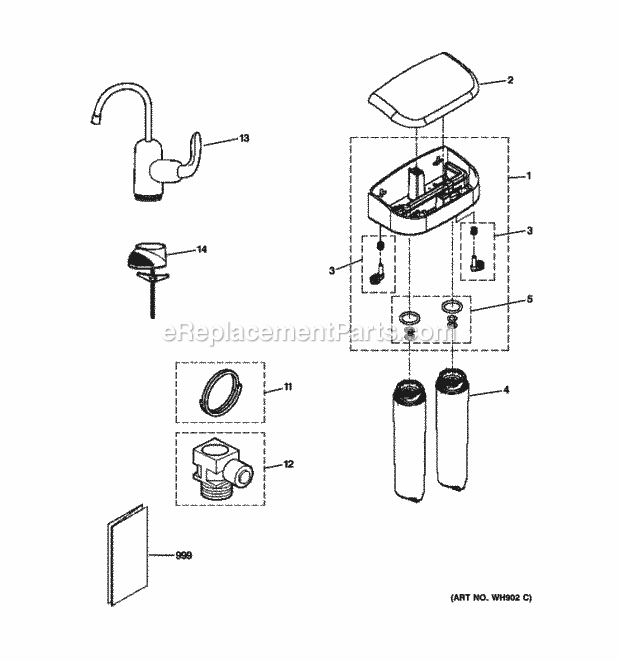GE GNSV75RWW00 Twist and lock Under Counter Dual Stage Water Filtration system Water Filter Diagram