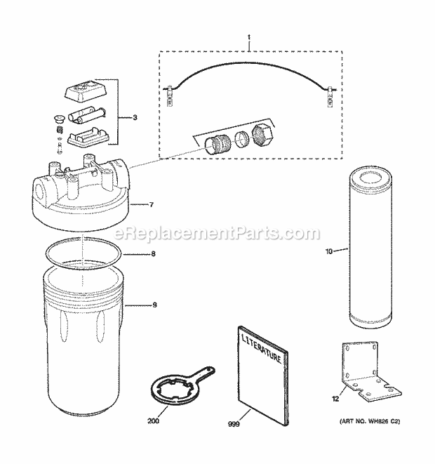 GE GNWH38FParts Water Filtration Parts Diagram