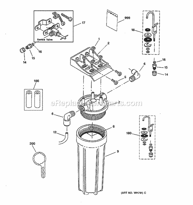 GE GX1S15CParts Water Filtration Parts Diagram