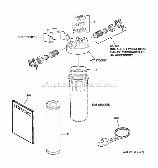 GE GXWH04F Water Filtration Parts Diagram
