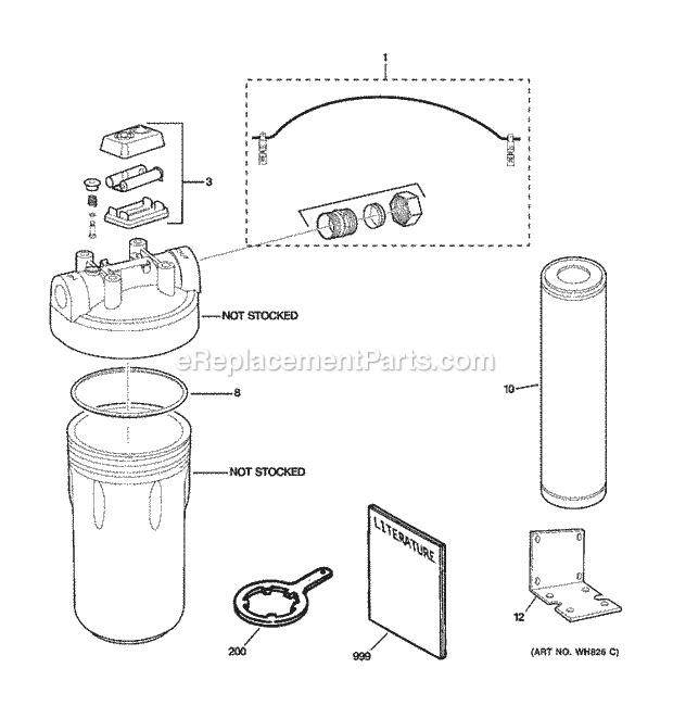 GE GXWH35F Household Pre-Filtration System Water Filtration Parts Diagram